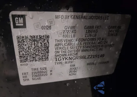 2020 Cadillac Xt5 Fwd Premium Luxury from USA, damaged, VIN 1GYKNCRS6LZ219149